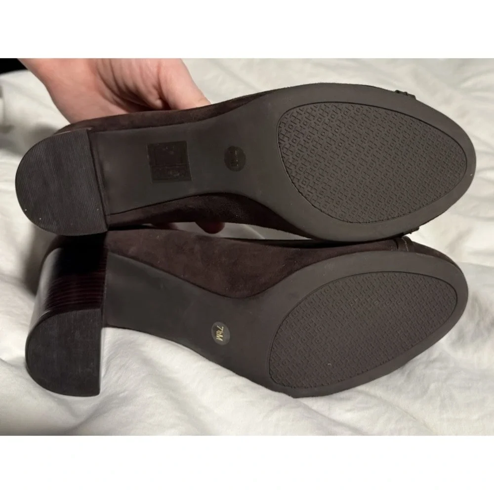 Tory Burch Mini Miller 85mm Coconut Brown Suede Pumps 7.5